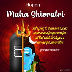 happy maa shivratri greeting card with lord hantuka and snake