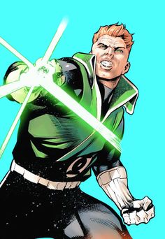 the green lantern is running with two swords in his hand and one arm extended out