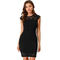 Suitable for spring, summer, and many occasions, such as work, business, prom, summer and formal parties, casual, etc. Made of stretch lace fabric, this dress features a floral lace design, is a body-hugging style, which makes you more charming. Pair with high heels can build a party cocktail look, and you can cover up with a trench coat in fall and winter, match with a lightweight shrug and bolero for spring and summer. Black Lace Bodycon Dress, Stretch Lace Fabric, Bodycon Dress Black, Formal Parties, Shrugs And Boleros, Lace Bodycon, Lace Bodycon Dress, Fabric Floral, Knit Cap