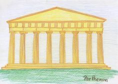 a drawing of the parthenon