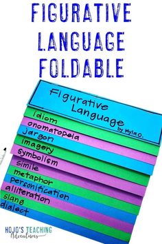 five different types of language foldables are stacked on top of each other with the words