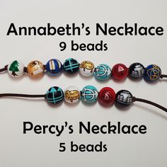 the necklace is decorated with different types of beads