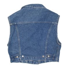 Item is in good used condition. >Size: M >Armpit To Armpit: 18" >Armpit To Cuff: N/A" >Collar To Hem: 17" Blue Denim Vest In Y2k Style, Blue Denim Y2k Vest, Y2k Blue Denim Vest, 90s Style Medium Wash Denim Vest, Denim Gilet, Jeans Denim, Denim Jeans, Cuff, Collar