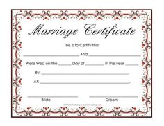 marriage certificate with hearts on it