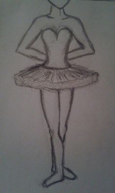 a drawing of a ballerina girl in a tutu and leotard skirt