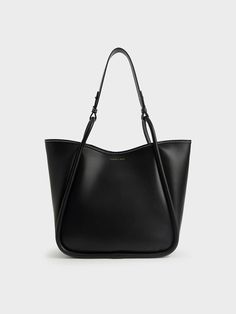 Black Tubular Slouchy Tote Bag Slouchy Tote Bag, Charles And Keith, Slouchy Tote, Black Strappy Sandals, Oversized Tote Bag, Oversized Tote, Hobo Bags, Bags Shop, Charles Keith