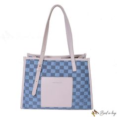 Bird in Bag - Bag female large capacity new fashion checkerboard grid shoulder bag popular simple tote bag Plaid Rectangular Shopping Bag, Plaid Bags With Adjustable Strap, Plaid Bags With Adjustable Strap For Everyday Use, Plaid Bag With Adjustable Strap For Daily Use, Everyday Plaid Bag With Adjustable Strap, Plaid Satchel Bag For Everyday Use, Plaid Tote Bag For Travel, Daily Use Plaid Bag, Plaid Square Shoulder Bag For Travel