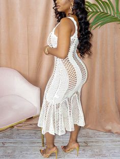 DETAILS Crochet Beach style Hollow out Cover-up Midi dress SIZE CHART Size Length Bust Hip cm | inch cm | inch cm | inch S 120cm | 47.2'' 88-98cm | 34.6''-38.5'' 126-136cm | 49.5''-53.4'' M 122cm |47.9'' 92-102cm |36.2''-40.1'' 130-140cm |51.1''-55.0'' L 124cm |48.7'' 96-106cm |37.7''-41.7'' 134-144cm |52.7''-56.6'' XL 125cm |49.1'' 98-108cm |38.5''-42.4'' 136-146cm |53.4''-57.4'' XXL 126cm |49.5'' 100-110cm |39.3''-43.2'' 138-148cm |54.2''-58.2'' Crochet Beach Dress, Mini Tube Dress, Floral Bodycon, Halter Midi Dress, Split Maxi Dress, Ruffle Long Sleeve, Halter Maxi Dresses, Little White Dresses, Strapless Mini Dress