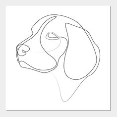 a black and white drawing of a dog's head