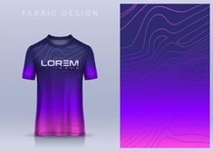 the front and back of a purple t - shirt with an abstract design on it