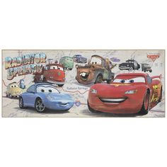 disney cars wallpaper border with the characters from pixama and lightning in them