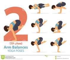 a woman doing yoga poses for the number two in her hands and knees, with various positions