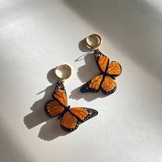 Handmade Monarch Butterfly Layered Acrylic Earrings with hypoallergenic huggies hardware. Definitely a statement piece, lightweight as well. Made in Richmond, Texas. Richmond Texas, Texas State, Wedding Jewelry Earrings, Monarch Butterfly, Acrylic Earrings, Wedding Earrings, Statement Pieces, Wedding Jewelry, Insects