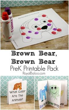 brown bear, brown bear printable pack for kids to use in their books and crafts