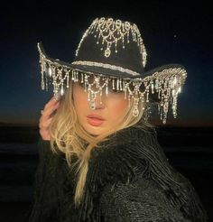 Fringe Cowboy Hat, Rhinestone Cowboy Hat, Rhinestone Cowboy, Glitzy Glam, Black Cowgirl, Cowgirl Aesthetic, Chapeau Cowboy, Cowgirl Party