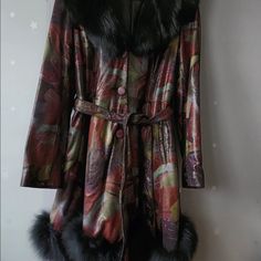 Size S Fitted Multicolor Winter Outerwear, Fall Evening Outerwear With Faux Fur Trim, Winter Formal Multicolor Outerwear, Formal Multicolor Winter Outerwear, Elegant Multicolor Winter Blazer, Evening Long Sleeve Fur Coat For Fall, Multicolor Formal Winter Blazer, Luxury Fall Party Outerwear, Multicolor Faux Fur Trim Outerwear For Fall