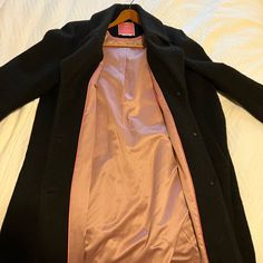 Kate Spade Wool Coat, Lined With Pink Satin, Black & Gold Buttons. Fits True To Size, Womens Xl Elegant Kate Spade Outerwear For Work, Pink Tailored Long Sleeve Outerwear, Tailored Long-sleeved Pink Outerwear, Kate Spade Fall Outerwear For Work, Kate Spade Long Sleeve Outerwear For Fall, Chic Kate Spade Winter Outerwear, Kate Spade Fitted Spring Outerwear, Chic Winter Outerwear By Kate Spade, Fitted Kate Spade Spring Outerwear