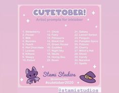 a pink poster with an image of a witch hat and other items on it that says cutetober