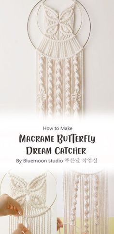 how to make macrame butterfly dream catcher by blue moon studio, part 2