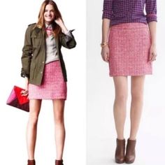 Banana Republic Pink Tweed Skirt In Size 8. So Cute And Has Such A Cute Vibe. Also Selling In Olive Green! Spring Pink Tweed Skirt, Pink Tweed Skirt For Spring, Casual Tweed Mini Skirt, Casual Tweed Mini Skirt For Winter, Casual Tweed Skirt, Casual Tweed Skirt For Fall, Casual Tweed Mini Skirt With Lining, Casual Tweed Skirt For Winter, Casual Tweed Mini Skirt For Workwear