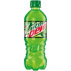 a bottle of mountain dew on a white background