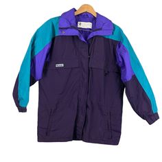 "VTG Columbia Ski Jacket Coat - LARGE Gizzmo Turquoise Purple Women's Women's Large (tag missing but appears to be large based on measurements) Shoulder to Shoulder: 23\" Pit to Pit: 24\" Total Length: 28\" Sleeve: 20\"  Zip up Preowned. No holes or tears. Lining missing.  Measurements are Approx. Use these measurements to compare with your favorite garments to ensure fit. You will receive exact item Items are carefully packaged and shipped out ASAP We offer new items daily, check back to see ne Heavy Knit Sweater, Mens 90s, New Inventory, Large Man, White Polka Dot Dress, Heavy Knit, Turquoise And Purple, Ski Jacket, Dot Dress