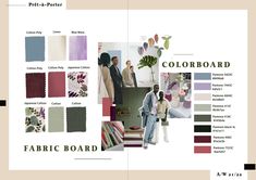 the color scheme for fabric board is shown in several different colors