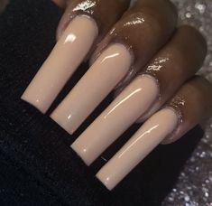 Solid Long Nails, Chocolate Milk Nails, Nails Plain Acrylic, Acrylic Nails Plain Color, Long Square Acrylic Nails Summer, Tan Acrylic Nails, Long Nude Acrylic Nails, Soft Nude Nails, Plain Nails Acrylic