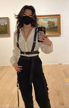 Glove Outfits Casual, Fancy Female Suits, Tomboy Dark Aesthetic, Black Lace Button Up Shirt Outfit, Women Wearing Suits Aesthetic, Tomboy Suit Outfits, Dark Masc Outfits For Women, Female Tomboy Outfits, Mafiacore Outfits