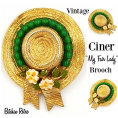 Ciner Vintage Brooch My Fair Lady Straw Hat Pin Rare Green Beaded Version Surprise Your Girlfriend, Womens Straw Hats, Walmart Jewelry, My Fair Lady, Fair Lady, Jewelry Diamonds