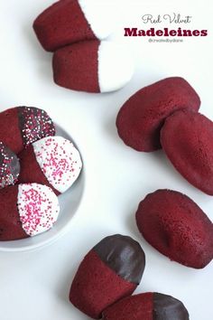 red velvet donuts with white and pink sprinkles