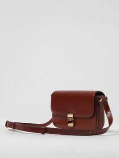 Shoulder Bag A.P.C. Woman color Brown Classic Flap Shoulder Bag With Palladium Hardware, Classic Satchel Saddle Bag With Dust Bag, Brown Crossbody Flap Bag With Palladium Hardware, Chic Shoulder Bag With Flap And Palladium Hardware, Brown Crossbody Bag With Palladium Hardware, Cognac Crossbody Bag With Palladium Hardware, Classic Brown Flap Bag With Palladium Hardware, Elegant Red Saddle Bag With Gold-tone Hardware, Square Travel Bag With Palladium Hardware