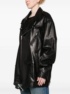 Rick Owens Women, Wool Blend Jacket, Leather Biker Jacket, Long Sleeves Jacket, Rick Owens, Biker Jacket, Gray Jacket, Flap Pocket, Sweater Jacket