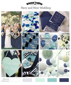 navy and mint green wedding color scheme