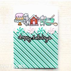 a handmade birthday card with the words happy holidays written on it and an image of a cake