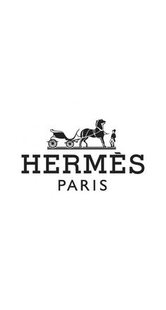 the logo for hermes paris with a horse drawn carriage in black and white on a white background