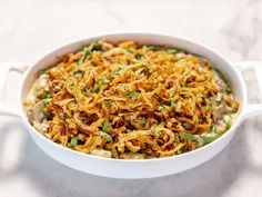 Legendary Green Bean Casserole Recipe | Ree Drummond | Food Network Chinese Veggies, Cherokee Food, Simple Green Bean Casserole Recipe, Thanksgiving Diner, Cheesy Green Bean Casserole, Best Green Bean Casserole, Green Bean Casserole Recipe, Classic Green Bean Casserole, Green Bean Casserole Easy