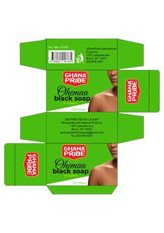 three green boxes with black soap on the front and one in the back, each containing an image of a woman's breast