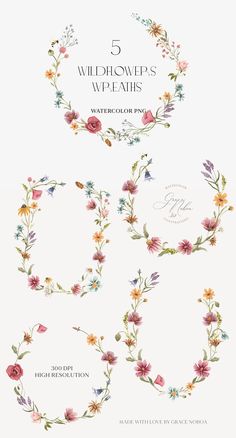 Wild Flowers Invitation, Wedding Graphic Design Illustration, Wedding Flower Wreath, Floral Border Design Frames, Flower Frame Background, Wildflower Graphic, Watercolor Flower Frame, Watercolor Borders, Floral Invitation Design