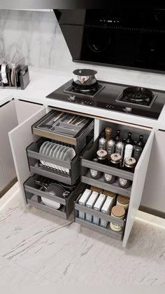 a stove top oven sitting inside of a kitchen