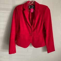 Ambiance Red Blazer Nwt Size Small (See Photos For Measurements & Materials) Red Fitted Trendy Blazer, Trendy Fitted Red Blazer, Fitted Red Trendy Blazer, Red Blazer, Suit Jackets, Blazer Suit, Suit Jacket, Jackets & Coats, Jackets For Women