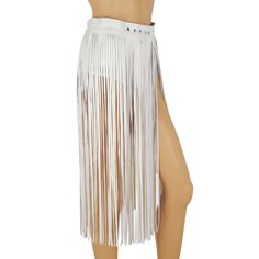 White / M Women's Sexy Long Trissel Skirt - skyjackerz Knee-length Faux Leather Skirt For Night Out, Knee-length Faux Leather Bottoms For Spring, Spring Knee-length Faux Leather Bottoms, Knee-length Faux Leather Bottoms For Night Out, Spring Club Faux Leather Skirt, Fitted Faux Leather Knee-length Bottoms, Fitted Knee-length Faux Leather Bottoms, Spring Club Knee-length Skirt, Elegant Faux Leather Summer Bottoms