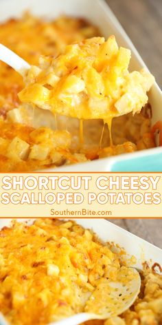 a spoon full of cheesy baked potato casserole