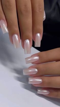 Click on the link to see more trendy nails ideas in 2024! Haley Bieber Nails Square, Prom Square Nails, Classy Tapered Square Nails, Ring Ceremony Nails, Formal Acrylic Nails, Mid Length Square Nails, Clean Nails Acrylic, Wedding Nails Black Women, Nude Chrome Nails Square