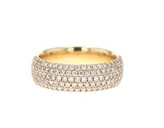 Precision Set Five Row Diamond Pave Band Round Wedding Band, Pave Diamond Band, Diamond Anniversary Bands, Pave Band, Anniversary Bands, Diamond Fashion, Diamond Sizes, Gold Details, Pave Diamonds