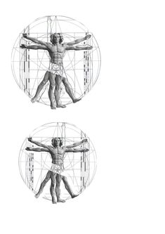 two views of the vitruon man and woman's body