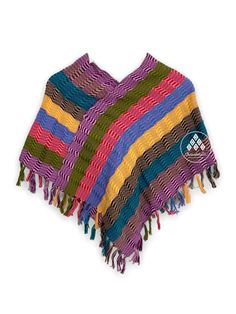 Mañanitas - Jorongo - Poncho - Coat - Especially - Mexican Sweater. Hand spinning on waist loom with cotton in multiple colors. It is an open coat on the sides without buttons, laces or zippers. Adorned at the bottom with braided borders/bangs. Artisanal product from Chiapas. Material: cotton. Unique size. Primary color: multicolored. Handmade on waist loom. The availability of colors is limited, the images are just examples to illustrate the shape it has. Please ask to be sent a photo of the on Open Coat, Traditional Mexican Dress, Poncho Coat, Photo Layers, Ladies Poncho, Mexican Dresses, Mexican Culture, Costume Dress, Hand Spinning