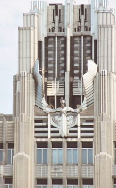 a large building with an eagle on the front