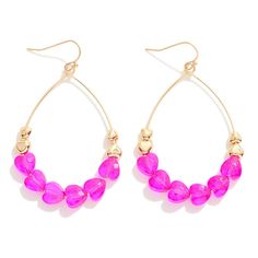 Dangle these playful Heart Beaded Metal Wire Teardrop Drop Earrings for a flirty and fun look! At 2.5" in length, these earrings can jazz up any outfit. Choose from pink, red, or fuschia for a pop of color. Feel the love with these charming earrings. Metal Wire, Chic Boutique, Heart Beads, Holiday Specials, Pink Color, Special Events, Color Pop, Drop Earrings, Red