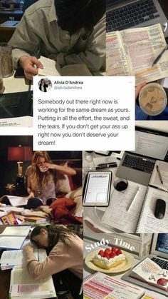 a collage of photos with people working on their laptops and writing in notebooks